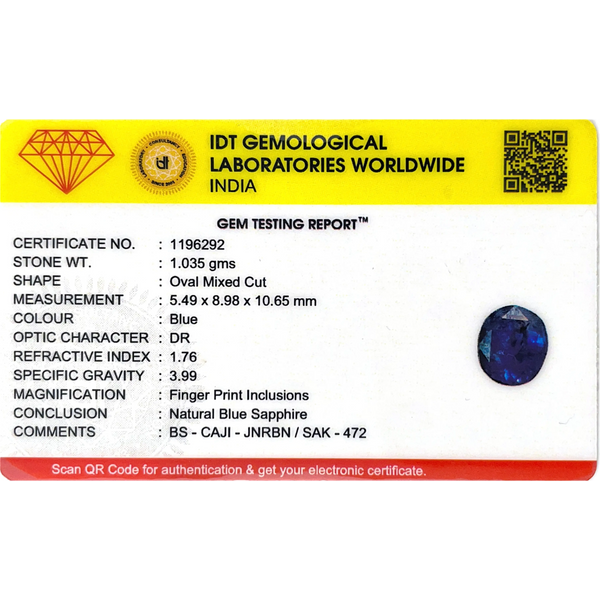 Blue Sapphire - 5.18 Carat