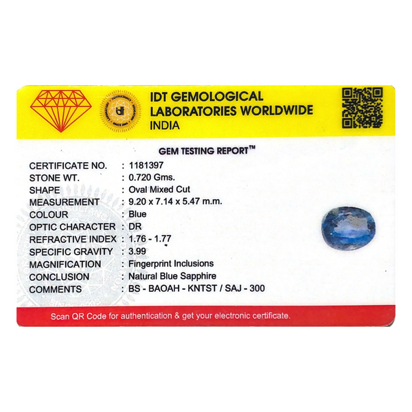 Blue Sapphire - 3.6 Carat - Pramogh