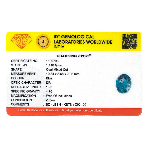 Blue Zircon - 7.05 Carat