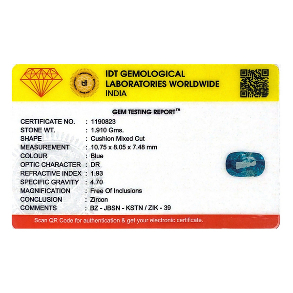 Blue Zircon - 9.55 Carat