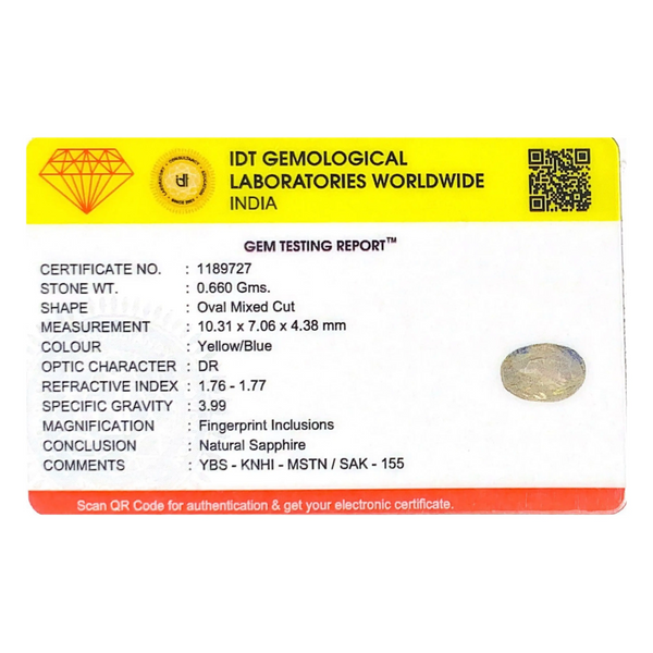 Bi-Color Sapphire (Pitambari) - 3.3 Carat