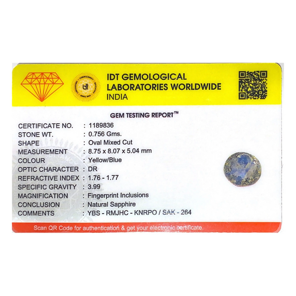 Bi-Color Sapphire (Pitambari) - 3.78 Carat