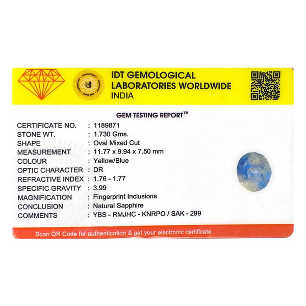 Bi-Color Sapphire (Pitambari) - 8.65 Carat