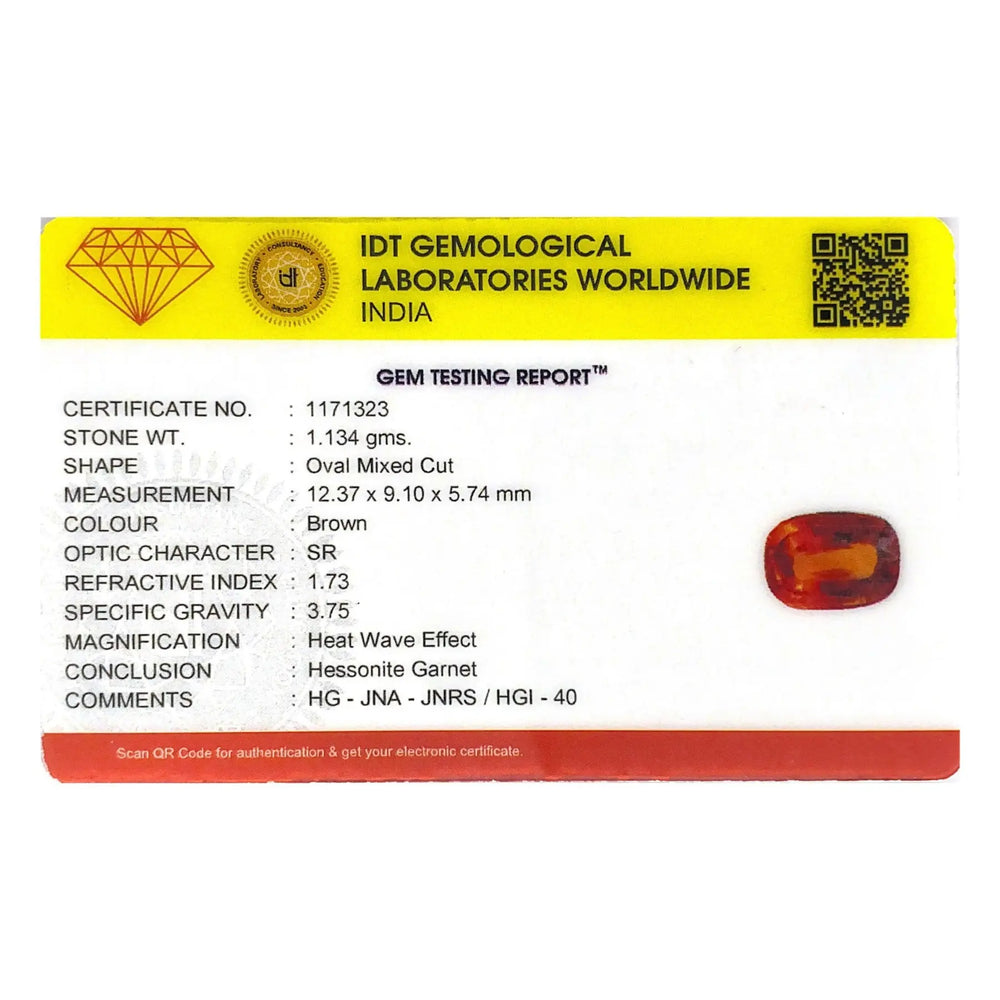 Hessonite (Gomed) - 5.67 Carat - Pramogh