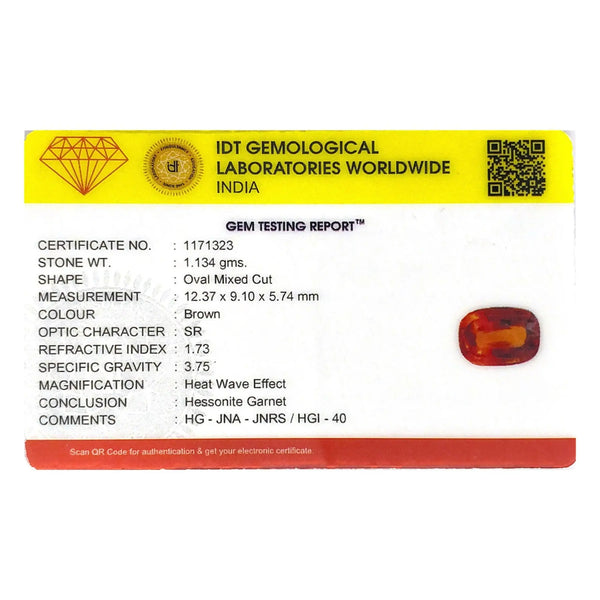 Hessonite (Gomed) - 5.67 Carat - Pramogh