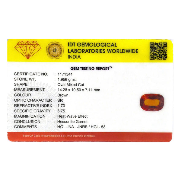 Hessonite (Gomed) - 9.78 Carat - Pramogh