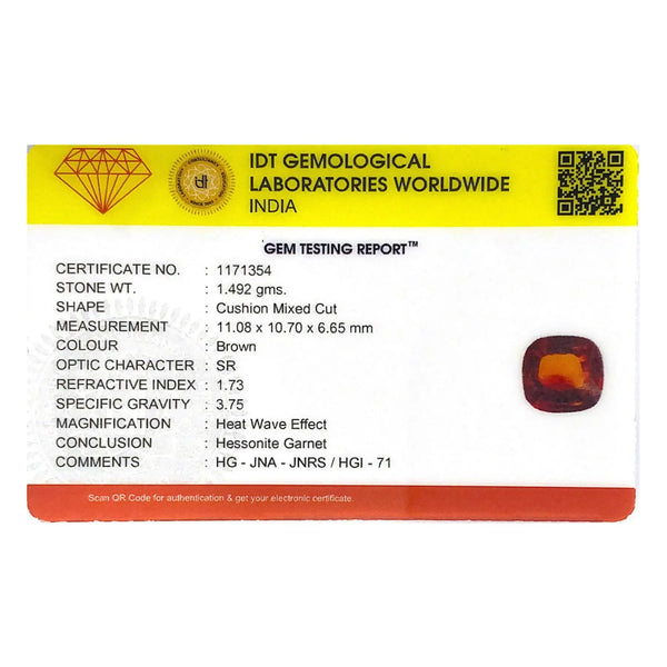 Hessonite (Gomed) - 7.46 Carat - Pramogh