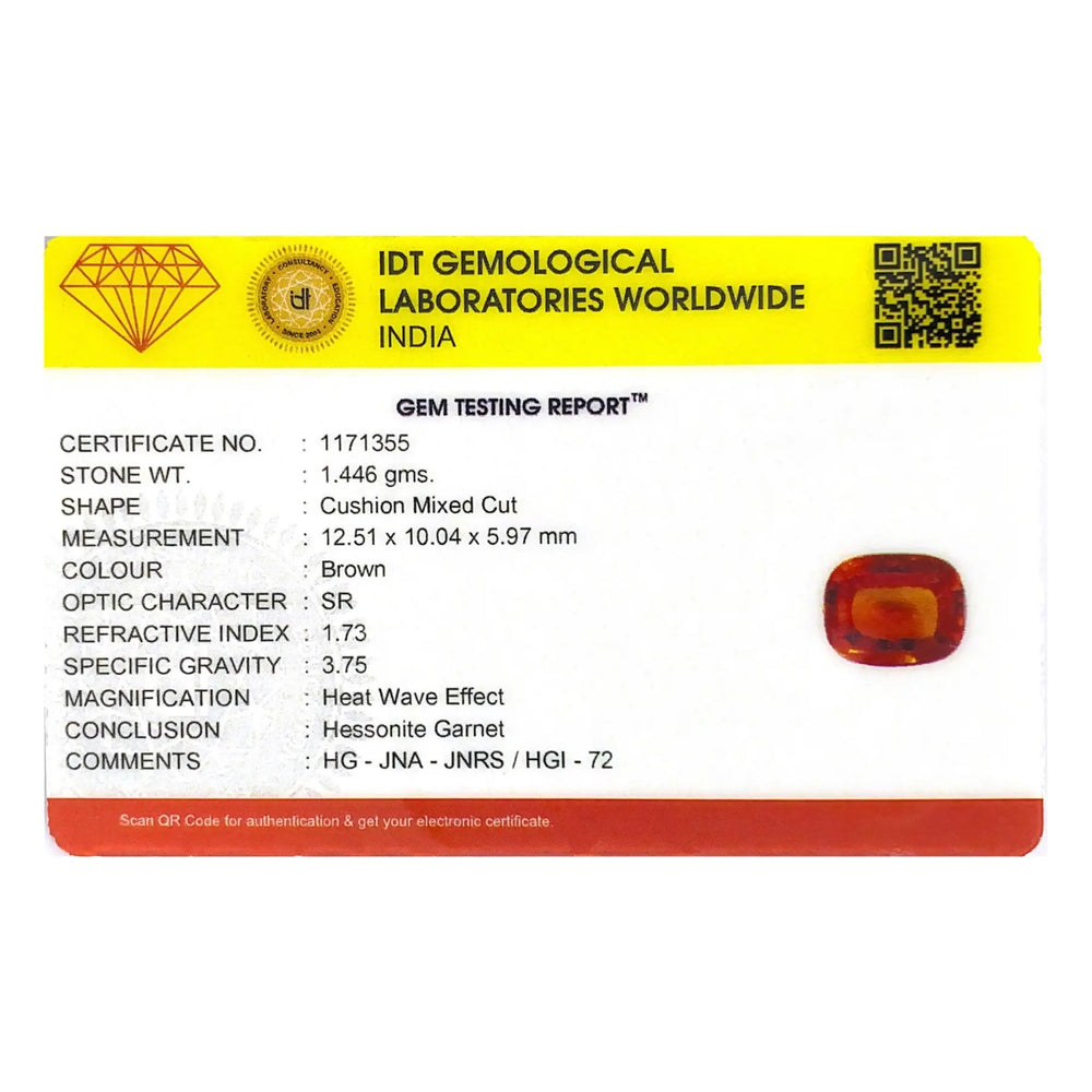 Hessonite (Gomed) - 7.23 Carat - Pramogh