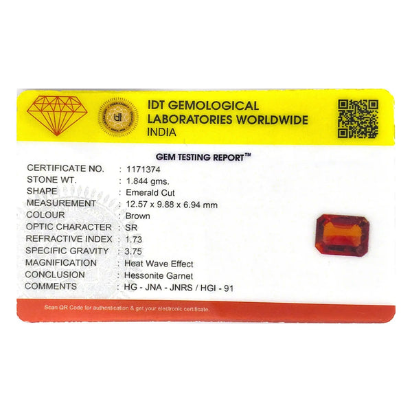 Hessonite (Gomed) - 9.22 Carat - Pramogh