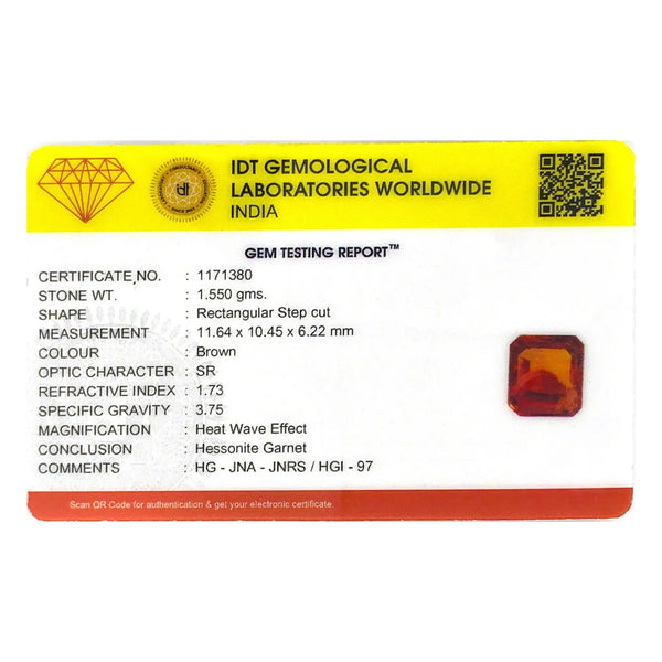 Hessonite (Gomed) - 7.75 Carat - Pramogh