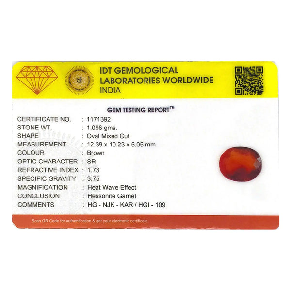 Hessonite (Gomed) - 5.48 Carat - Pramogh