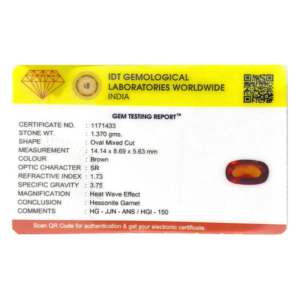 Hessonite (Gomed) - 6.85 Carat - Pramogh