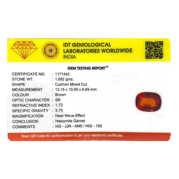 Hessonite (Gomed) - 8.46 Carat - Pramogh