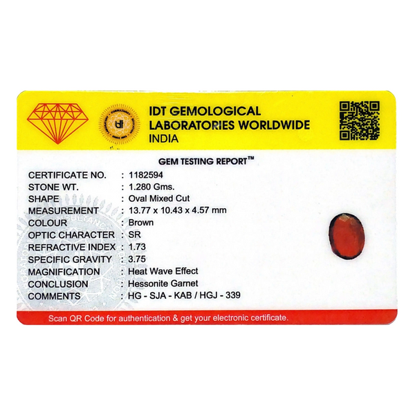 Hessonite (Gomed) - 6.4 Carat - Pramogh