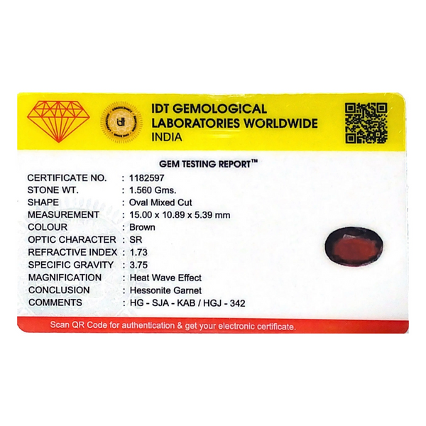 Hessonite (Gomed) - 7.8 Carat - Pramogh