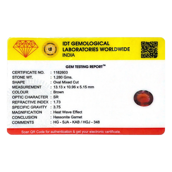 Hessonite (Gomed) - 6.4 Carat - Pramogh