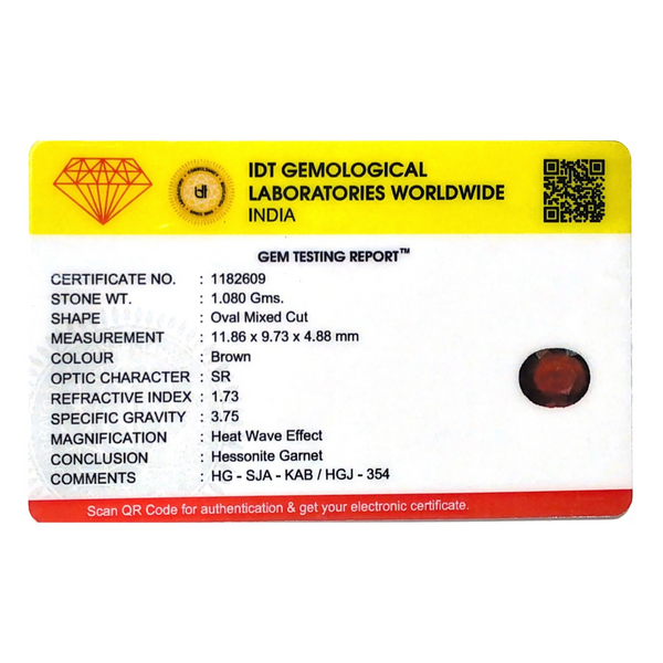 Hessonite (Gomed) - 5.4 Carat - Pramogh