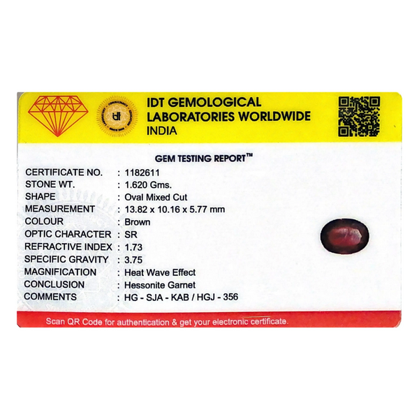 Hessonite (Gomed) - 8.1 Carat - Pramogh