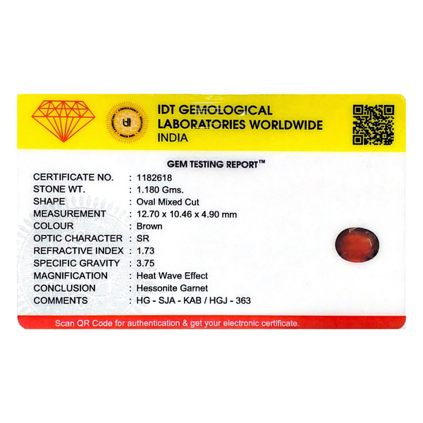 Hessonite (Gomed) - 5.9 Carat - Pramogh