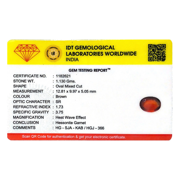 Hessonite (Gomed) - 5.65 Carat - Pramogh