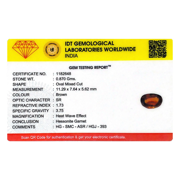 Hessonite (Gomed) - 4.35 Carat - Pramogh