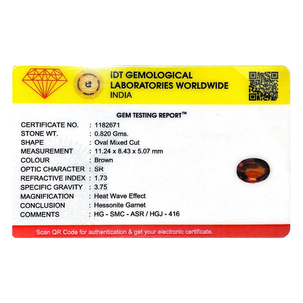 Hessonite (Gomed) - 4.1 Carat - Pramogh