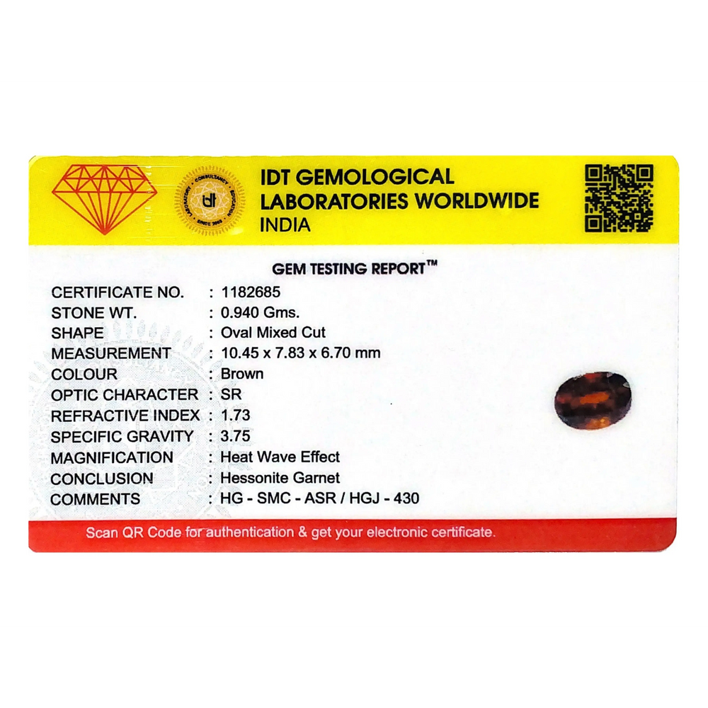 Hessonite (Gomed) - 4.7 Carat - Pramogh