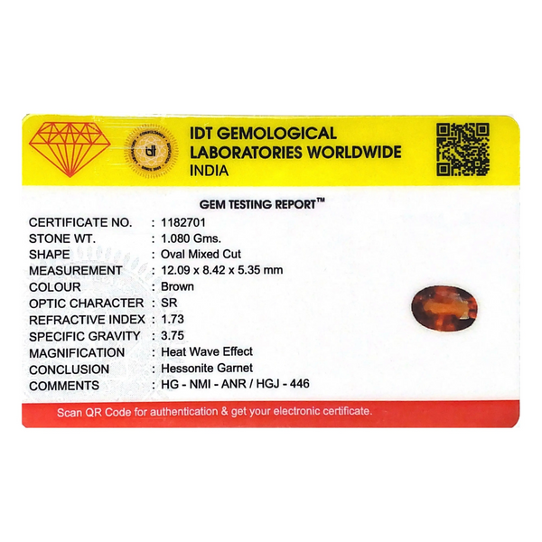 Hessonite (Gomed) - 5.4 Carat - Pramogh
