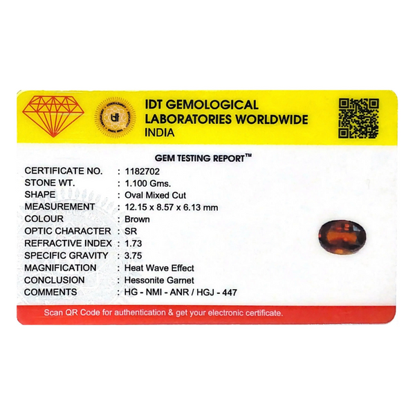 Hessonite (Gomed) - 5.5 Carat - Pramogh
