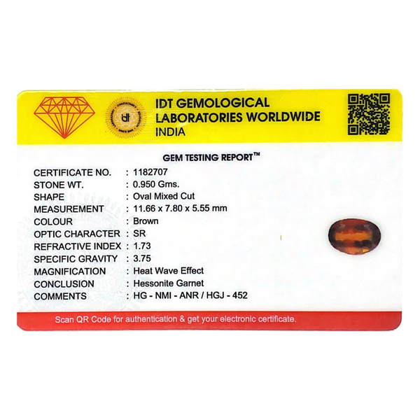 Hessonite (Gomed) - 4.75 Carat - Pramogh