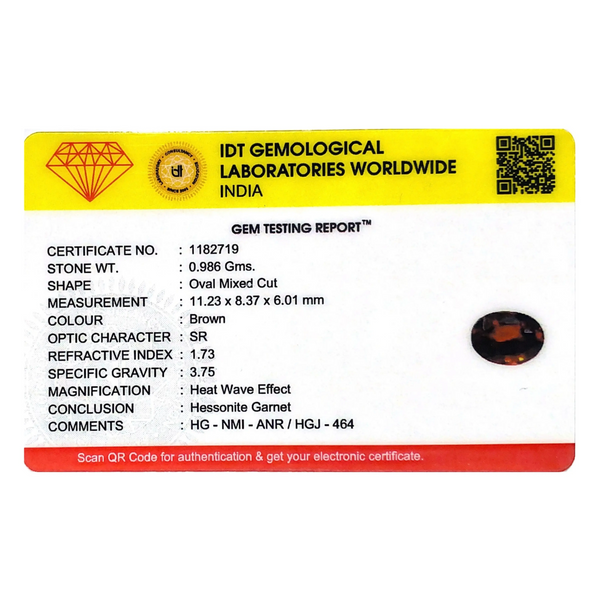 Hessonite (Gomed) - 4.93 Carat - Pramogh