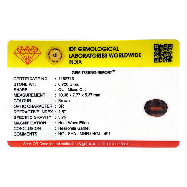 Hessonite (Gomed) - 3.6 Carat - Pramogh