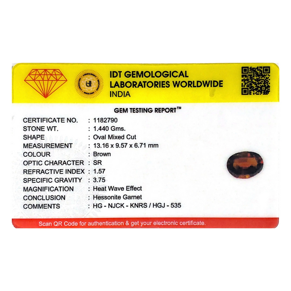 Hessonite (Gomed) - 7.2 Carat - Pramogh