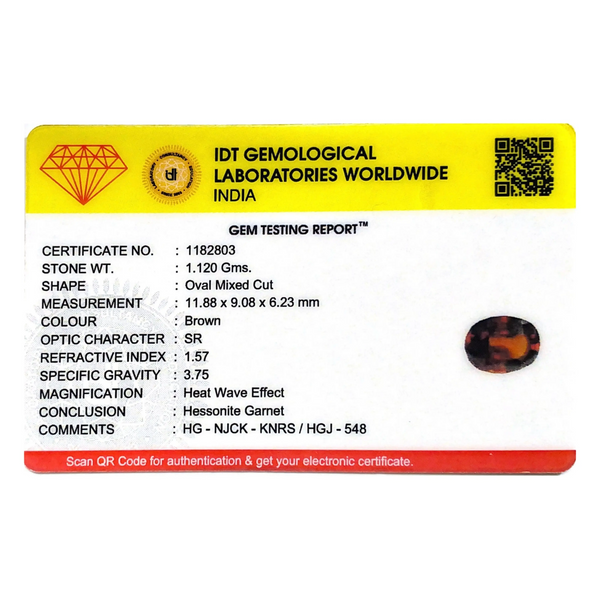 Hessonite (Gomed) - 5.6 Carat - Pramogh