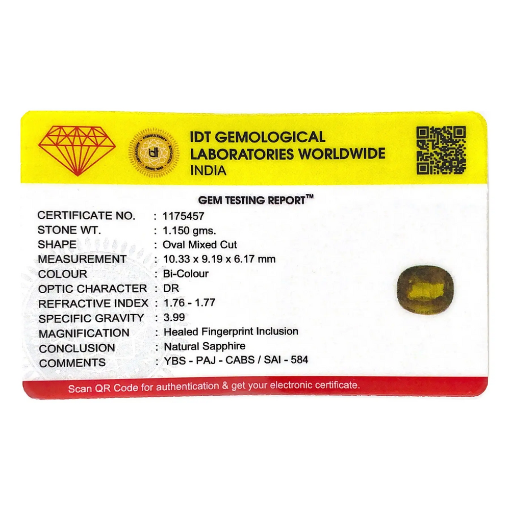 Bi-Color Sapphire (Pitambari) - 5.75 Carat - Pramogh