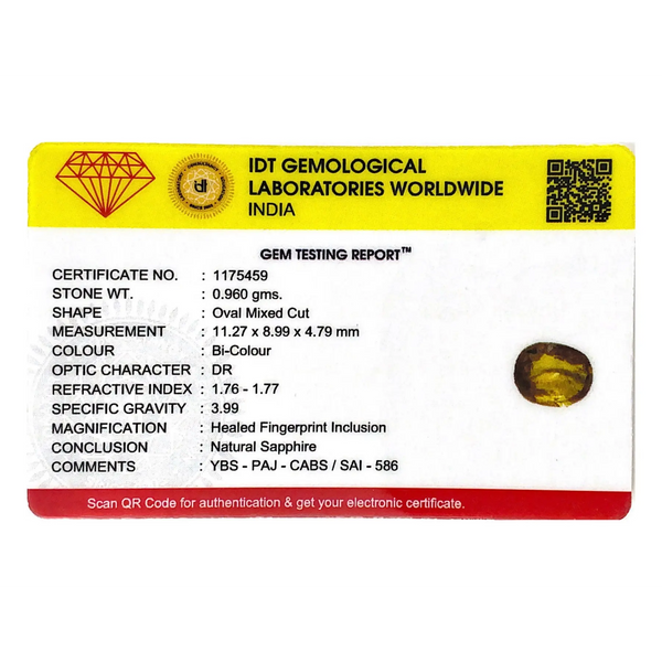 Bi-Color Sapphire (Pitambari) - 4.8 Carat - Pramogh