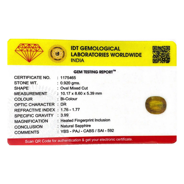 Bi-Color Sapphire (Pitambari) - 4.6 Carat - Pramogh