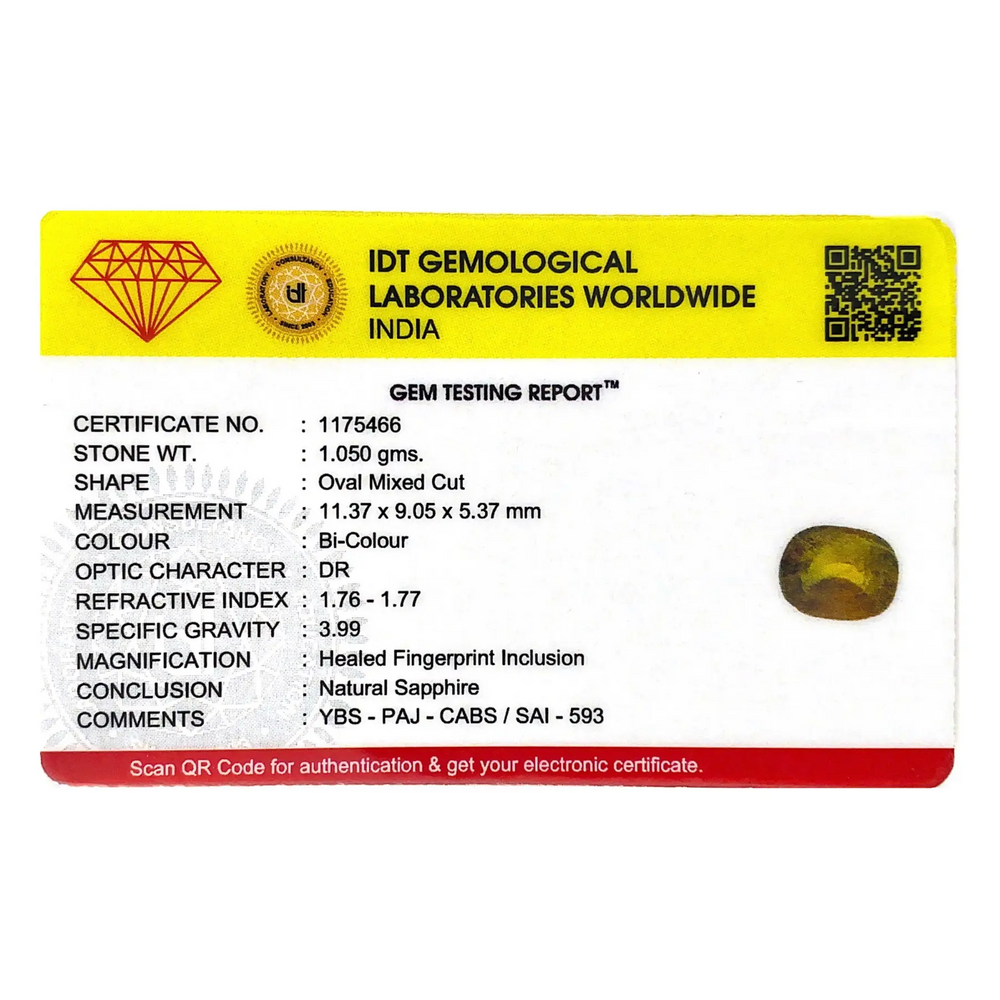 Bi-Color Sapphire (Pitambari) - 5.25 Carat - Pramogh