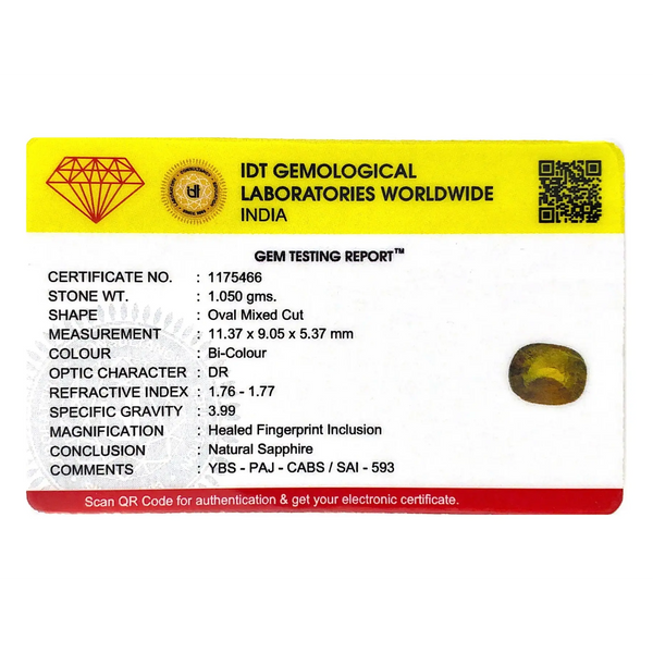 Bi-Color Sapphire (Pitambari) - 5.25 Carat - Pramogh
