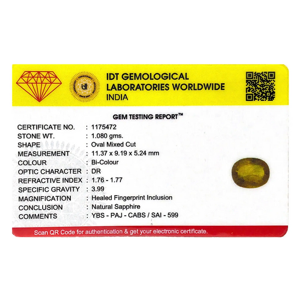 Bi-Color Sapphire (Pitambari) - 5.4 Carat - Pramogh