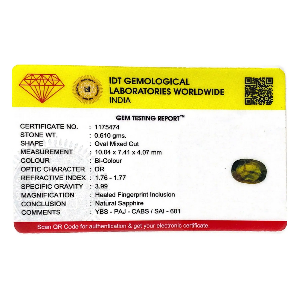 Bi-Color Sapphire (Pitambari) - 3.05 Carat - Pramogh