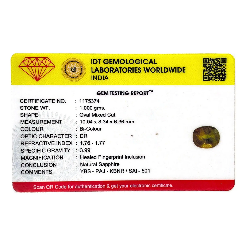 Bi-Color Sapphire (Pitambari) - 5 Carat - Pramogh