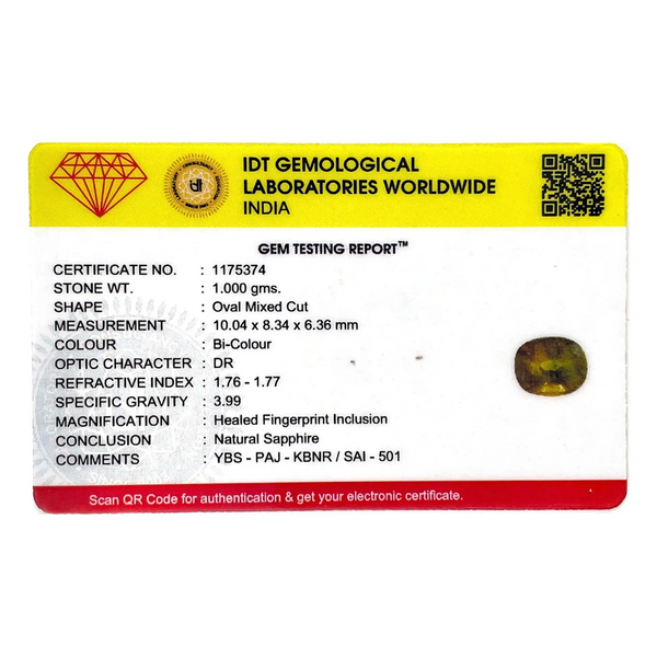 Bi-Color Sapphire (Pitambari) - 5 Carat - Pramogh