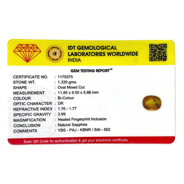 Bi-Color Sapphire (Pitambari) - 6.6 Carat - Pramogh