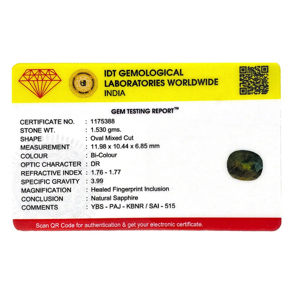 Bi-Color Sapphire (Pitambari) - 7.65 Carat - Pramogh
