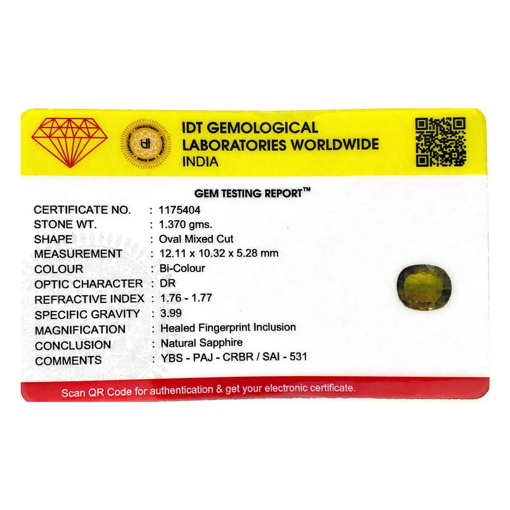 Bi-Color Sapphire (Pitambari) - 6.85 Carat - Pramogh