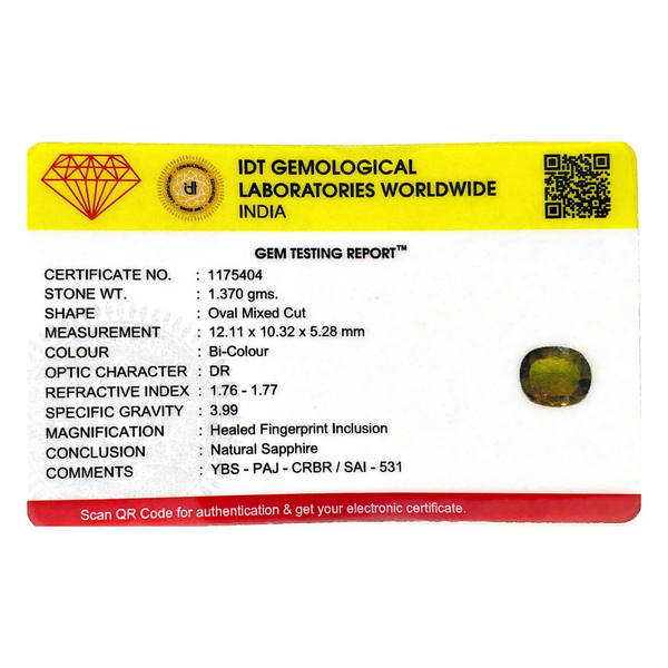 Bi-Color Sapphire (Pitambari) - 6.85 Carat - Pramogh