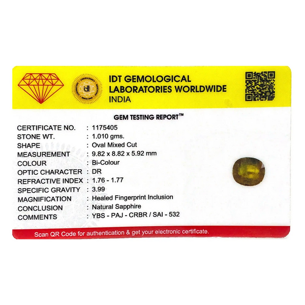 Bi-Color Sapphire (Pitambari) - 5.05 Carat - Pramogh