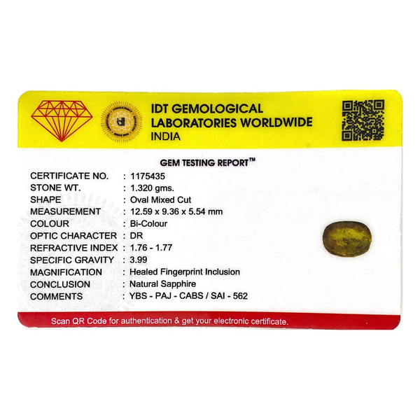 Bi-Color Sapphire (Pitambari) - 6.6 Carat - Pramogh