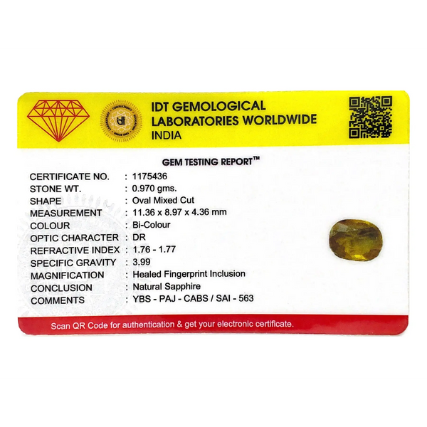 Bi-Color Sapphire (Pitambari) - 4.85 Carat - Pramogh